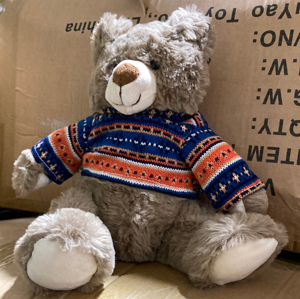 10” Christmas sweater plush toy stuffed bear FY23066