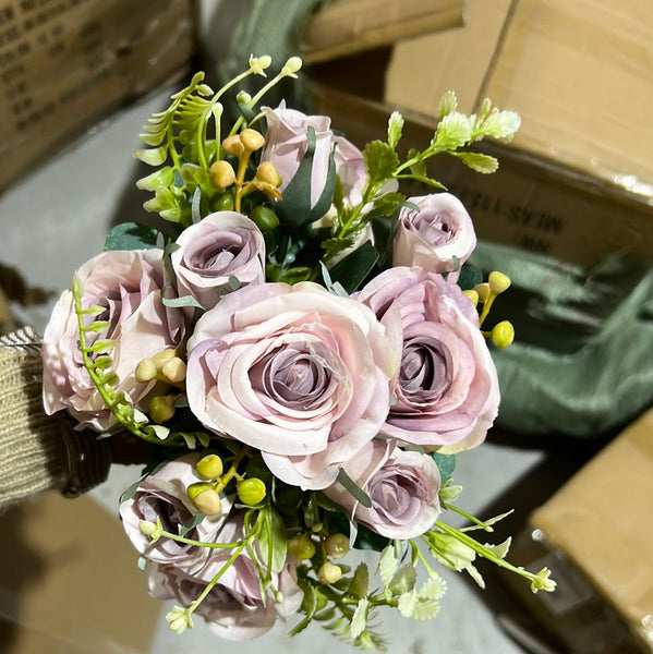 Mini Lyon Lilac rose bunch with filler Artificial Flower