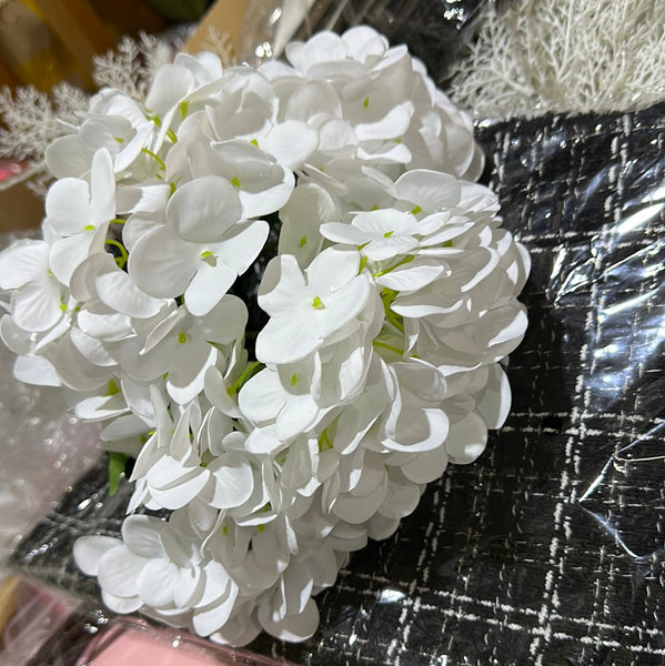 New Artificial Flower White Hydrangea Bunch 5 head