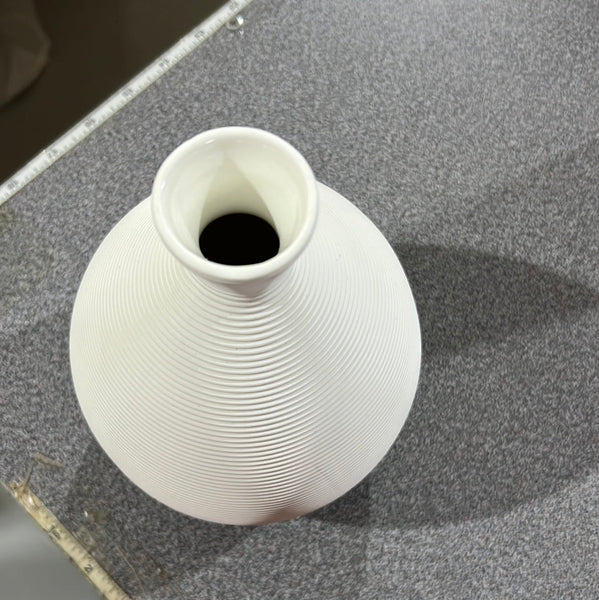 New 8" Round Ceramic White vase