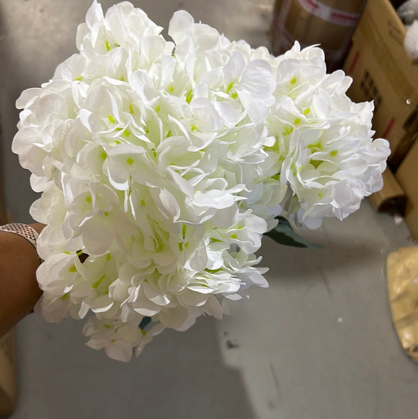 New Artificial Flower White Hydrangea Bunch 5 head silk