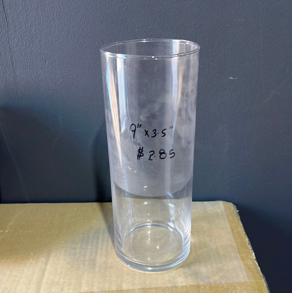 9” Hx3.5”D Clear Cylinder Vase -MM