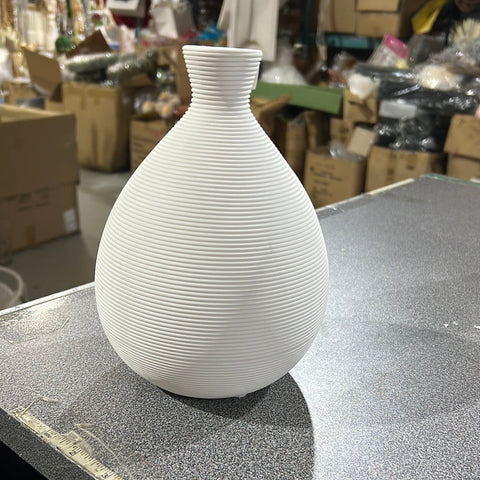 New 8" Round Ceramic White vase