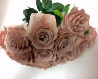 Artificial Flower Rose Bunch with leaf 18 head (white)- FLO1-7 - Viva La Rosa