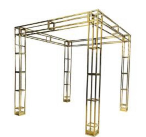 Chrome Gold Metal square mandap canopy chuppah stand 10’x10’x10’ truss
