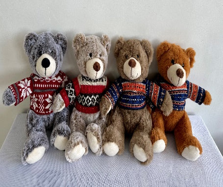 10” Christmas sweater plush toy stuffed bear FY23066