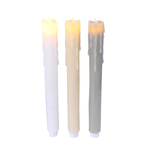 LED taper Candles with wax wedding decor 10” long