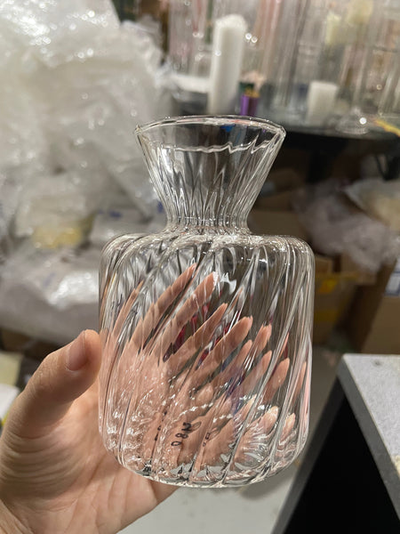 New 4.5” Small bud Glass Vase with ripple line striped