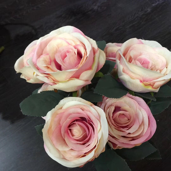Jumbo Rose Artificial Flower Vintage Rustic style 7 heads(Pink)-SWE1-3 - Richview Glass Wedding Supplies