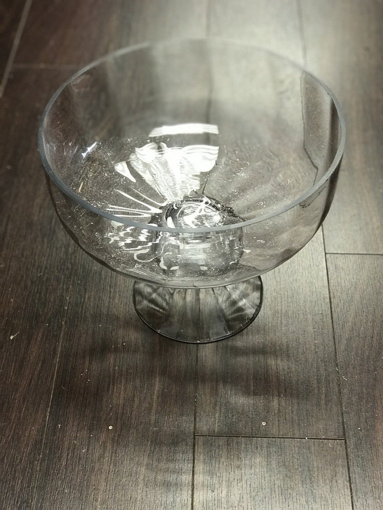 GLASS BOWL VASE WITH OPTICAL LINES 10"W X 9''H WEDDING CENTERPIECE - Richview Glass Wedding Supplies