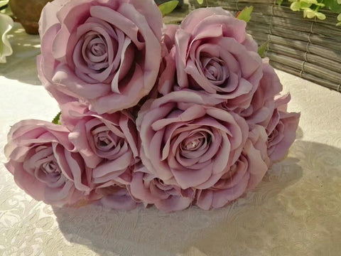 Artificial Rose Bunch 12 head (LILAC)-ROS1-16 - Viva La Rosa