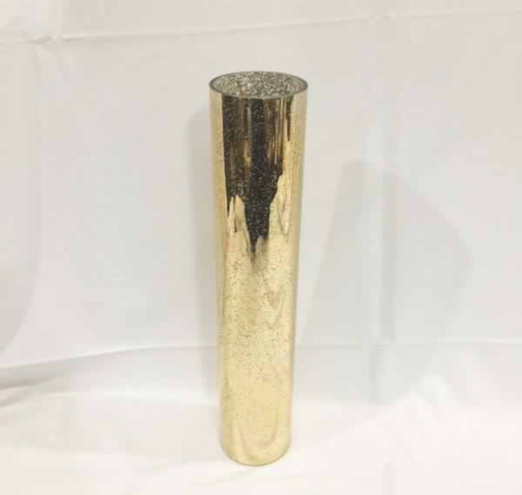 Mercury Champagne Gold Cylinder Vase 20"x4" wedding centrepieces