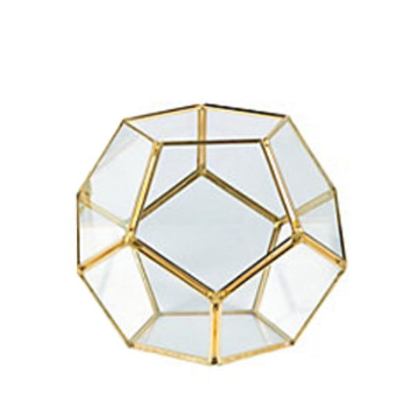Geometric 7" Planter Glass Hexagon Ball Terrarium Vase (Gold)  XDGW341-1
