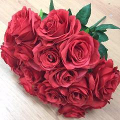 Artificial Flower Rose Bunch with leaf 18 head (red) -FLO1-6 - Viva La Rosa