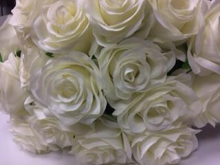 Artificial Flower Rose Bunch with leaf 18 head (white)- FLO1-7 - Viva La Rosa