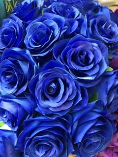 Artificial Flower Rose Bunch with leaf 18 head (Royal Blue) - Viva La Rosa