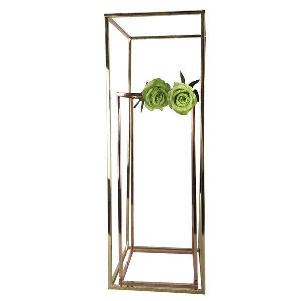 Modern Rectangular Stand Metal Rose Gold Geometric Vases 24'' Need Assembly