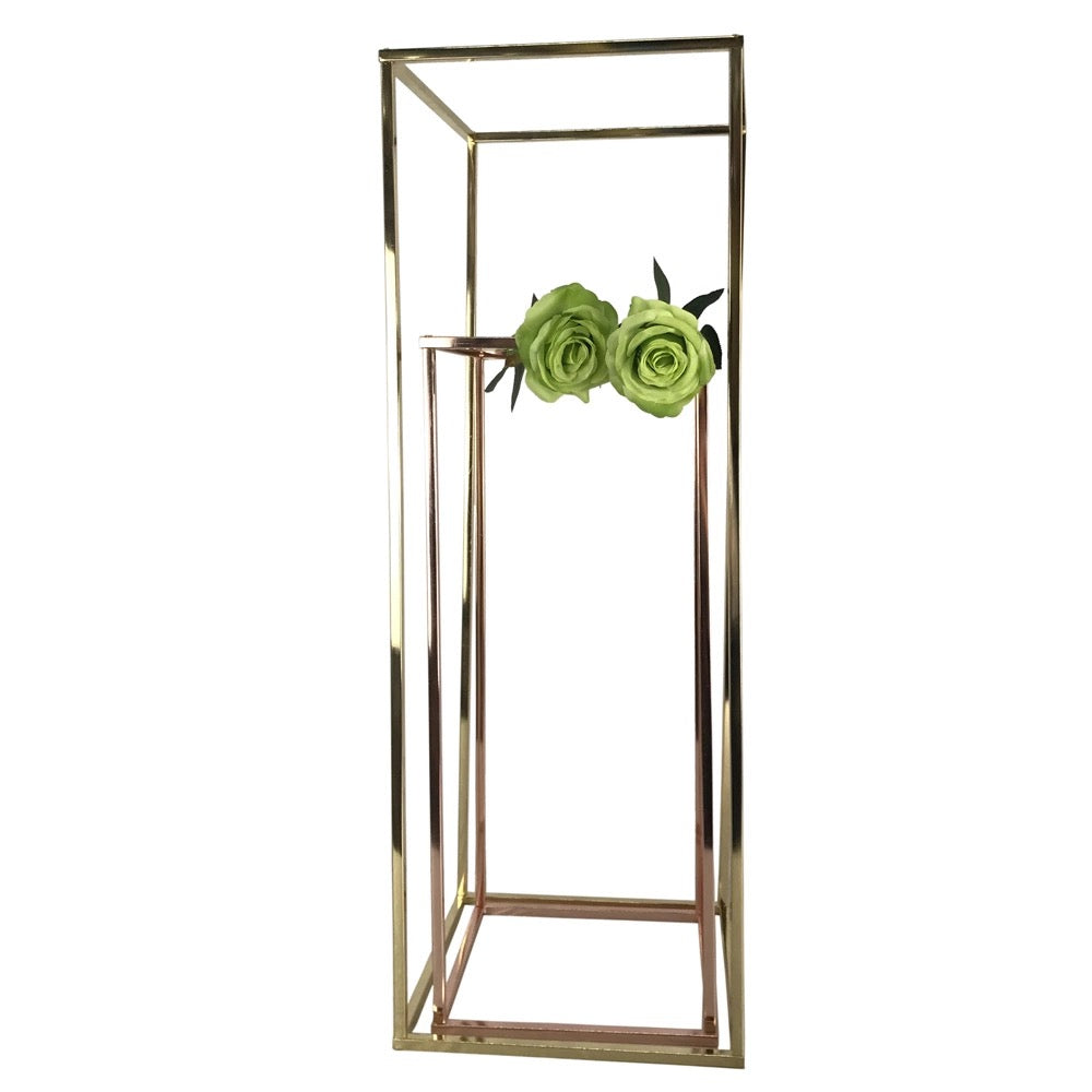 Modern Rectangular Stand Metal Gold Geometric Vases 24'' Need Assembly