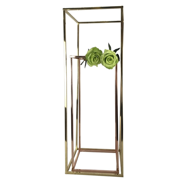 Modern Rectangular Stand Metal Gold Geometric Vases 32'' Need Assembly