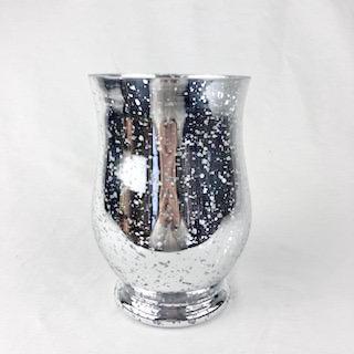 5.75" x 8" Silver mercury hurricane glass - Viva La Rosa