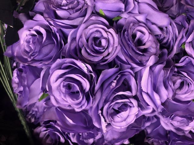 New Artificial Flower Blue Purple Rose Bunch with leaf 18 head
