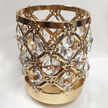 GOLD/SILVER 3.75"H CRYSTAL BEADED CANDLE HOLDER DECOR CANDLEHOLDER (Silver) - Richview Glass Wedding Supplies