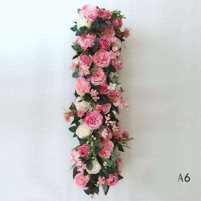 Table Runner Artificial Flower Rose Hydrangea Arrangement A6