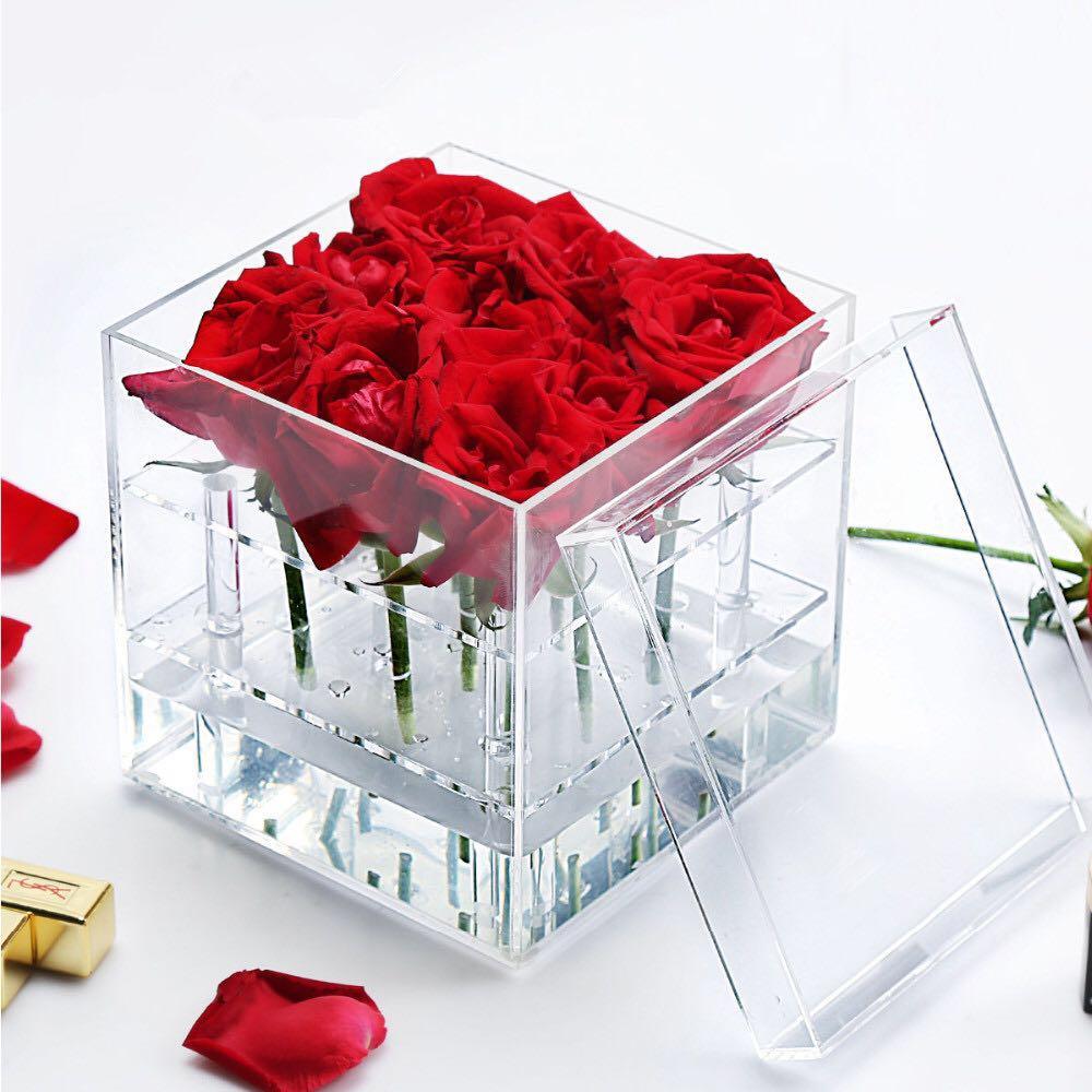 9 Hole Acrylic box centerpiece For Flowers - Viva La Rosa