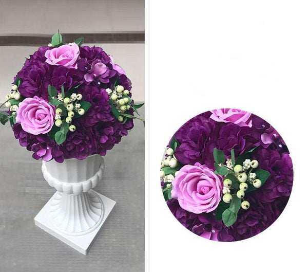 Artificial Flower Rose Hydrangea Arrangement Dark Purple - Viva La Rosa