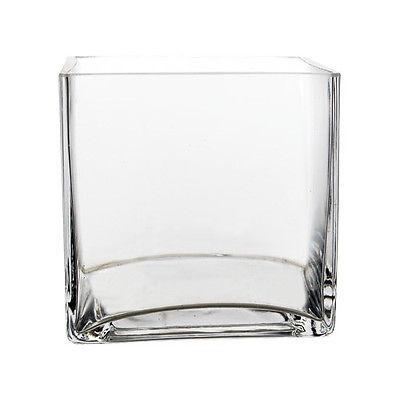 5" Cube Vase Clear Glass wedding centerpiece - Viva La Rosa