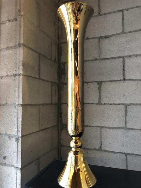 New 30" Gold Rippled Reversible Vase V4133O
