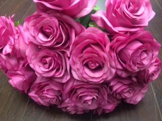 Artificial Flower Rose Bunch with leaf 18 head (Light Purple／Lavender) FLO2-6 - Viva La Rosa