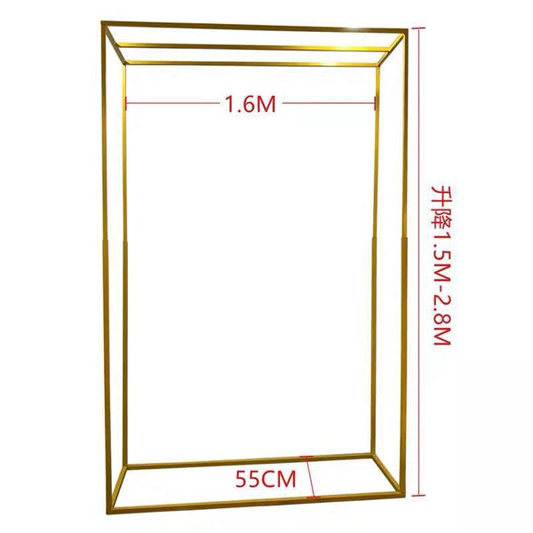 Metal Rectangular backdrop stand Gold 1.6mx1.5m(-2.8m)H