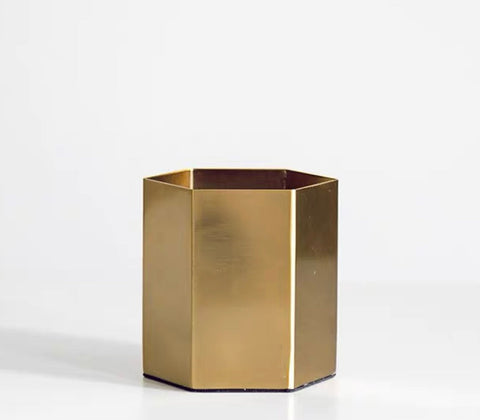4”H Hexagon Metal Vase(gold)