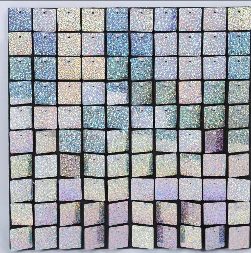 Silver multicolour Sequin Backdrop Panel 12”x12” Mat
