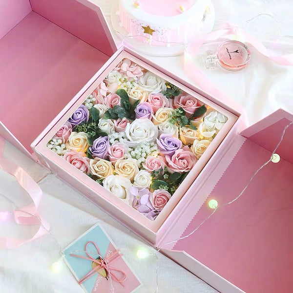 Pink cardboard box For fresh or preserved Flowers