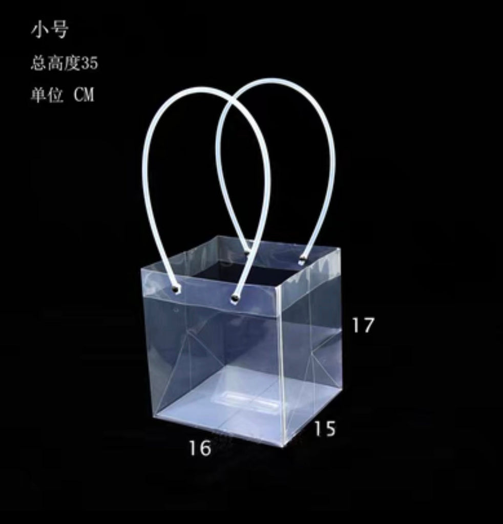 Clear plastic Rectangular cube bag 14”h (S)