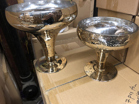 Gold Glass Bowl Vase 8”H bowl Vase