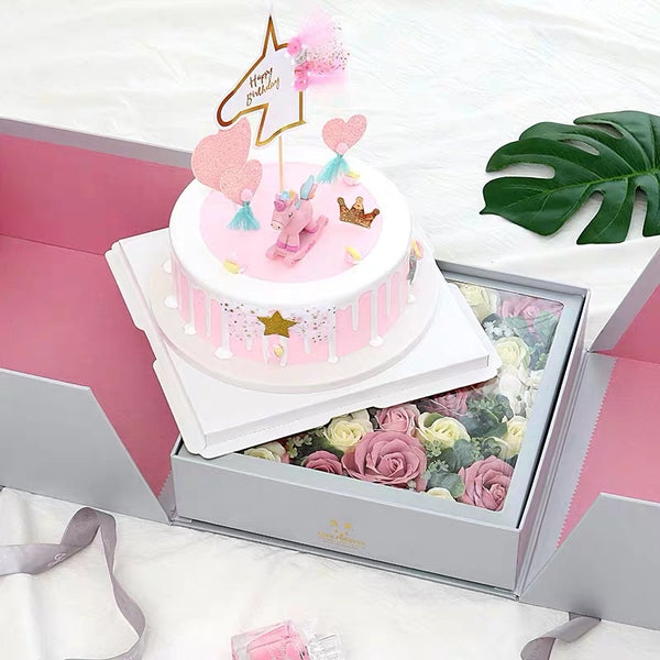 Pink cardboard box For fresh or preserved Flowers