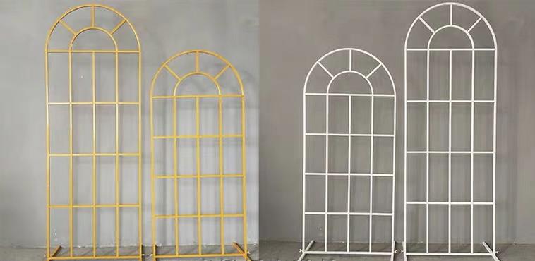 Gold French Door Backdrop Stand Round 7.5 feet/2.29 Meter tall