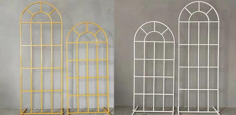Gold French Door Backdrop Stand Round 7.5 feet/2.29 Meter tall