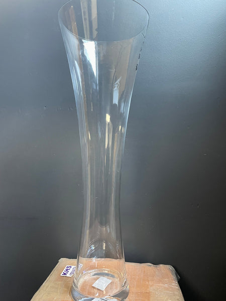 Tall Vase 25" Gathered waist clear vase new