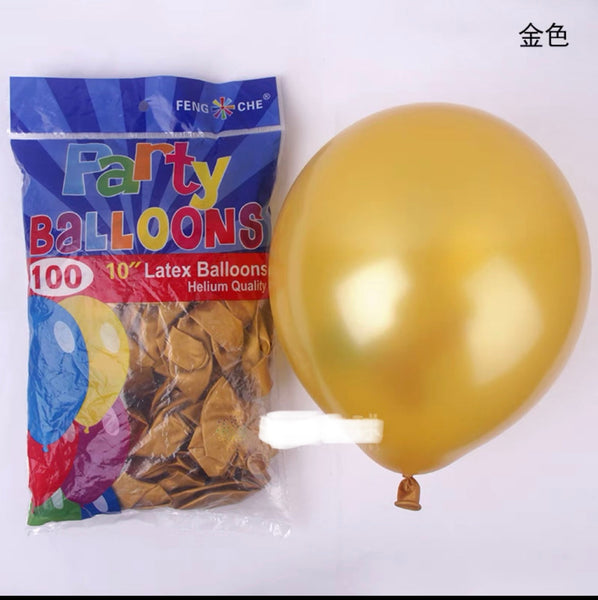 100 pcs Gold S81 10” single layer balloon baby shower