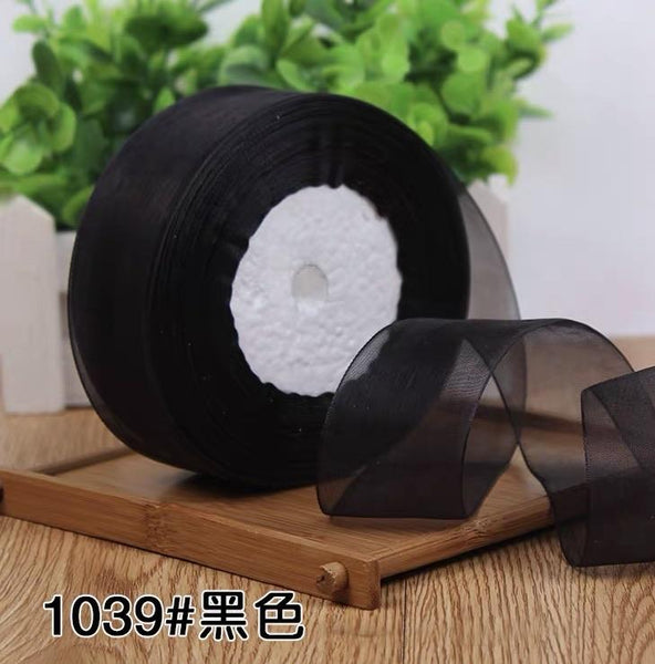 Sheer ribbon roll( 3.8-4 cm/1.5" ) (Black)