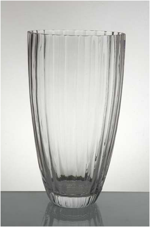 14.5”Hx 8.5”D Clear Rippled Glass Crystal Vase