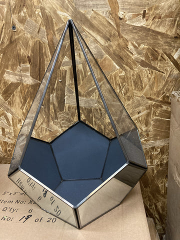 11.5" Diamond with mirror geometric terrarium Black