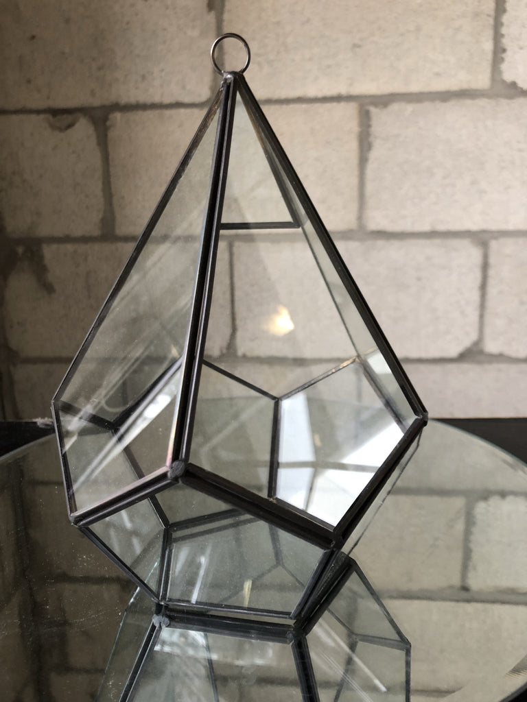 9.5" X 6.3"D Diamond Shaped geometric terrarium Black - Richview Glass Wedding Supplies