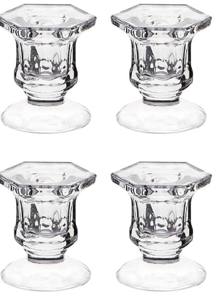 New 3”H Glass riund oval CANDLEHOLDER GLASS VASE candle holder for taper candles