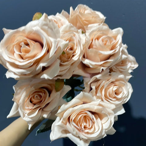 Artificial Flower Rose Bunch 9 head Dusty pink