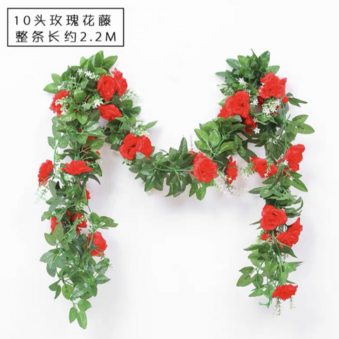 Green Garland with red flower wedding greenery 2.2m